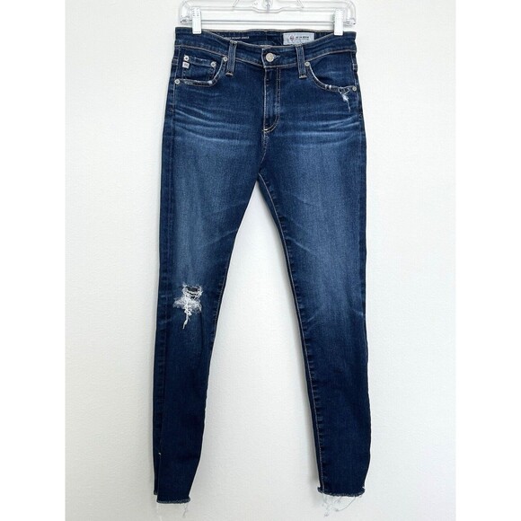 AG Adriano Goldschmied Farrah Skinny Distressed High Rise Split Hem Jeans 28R - Picture 1 of 13